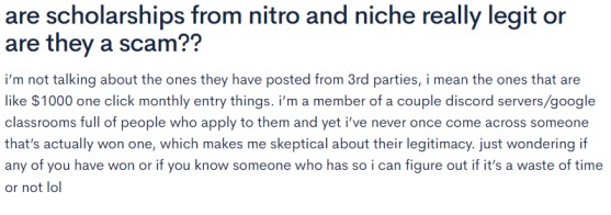 Doubts about Nitro Scholarship
