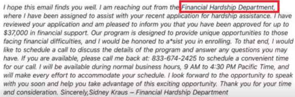 Financial hardship relief