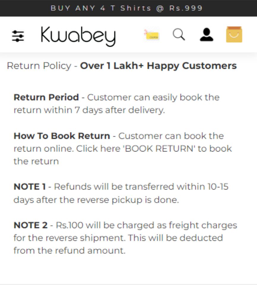 Kwabey fashion return policy