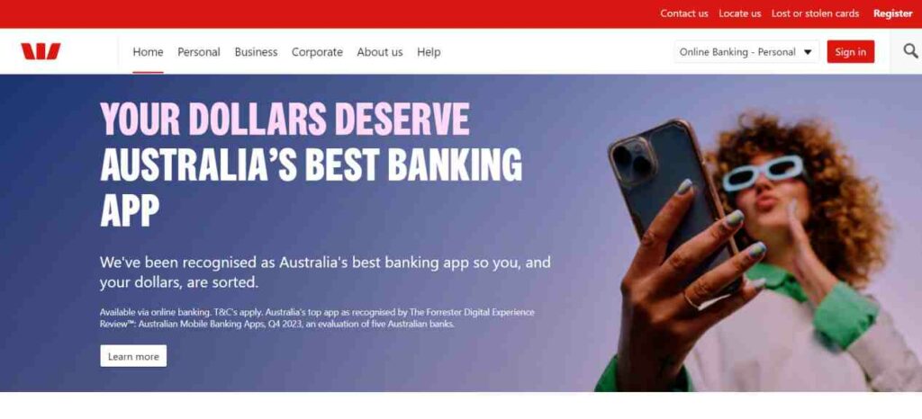 Westpac official website