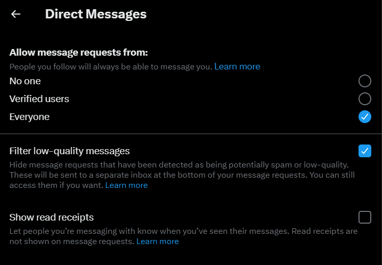 Twitter DM customization